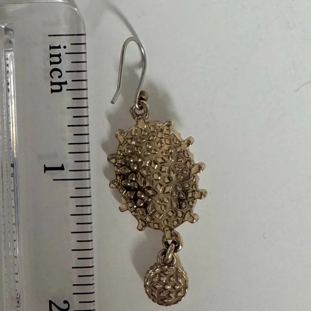 Vintage Lucky Gold Tone Moonglow Pendant Necklace with Matching Dangle Earrings - Picture 13 of 16